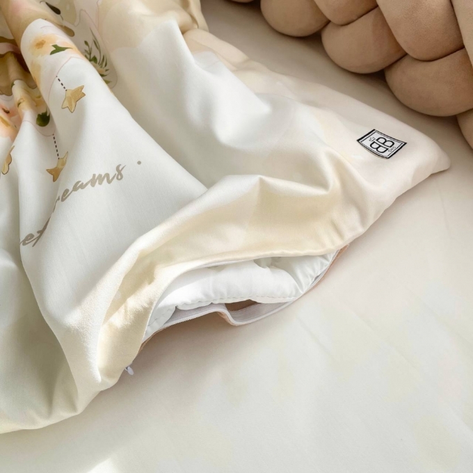 Set lenjerie Patut bebe din 6 piese, Ursulet crem (8)
